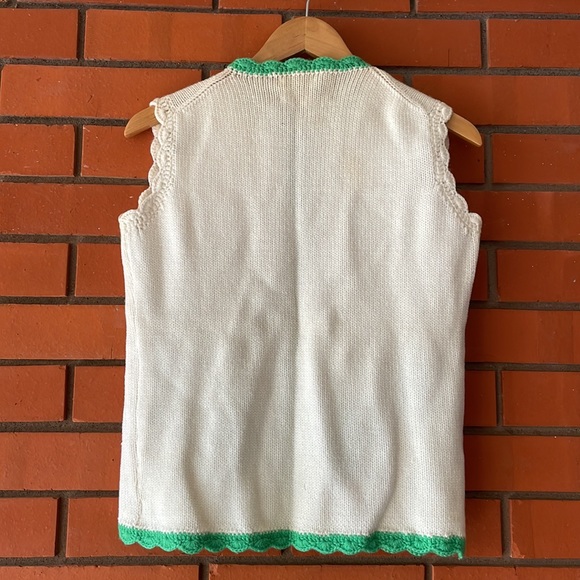 Vintage PHIL ROSE Women's Green White Sweater Vest  Size Medium - Picture 6 of 6